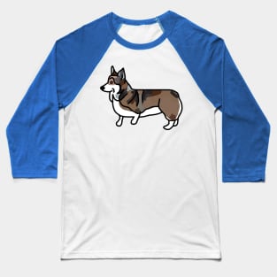 Dog Art Corgi Line and Color Baseball T-Shirt